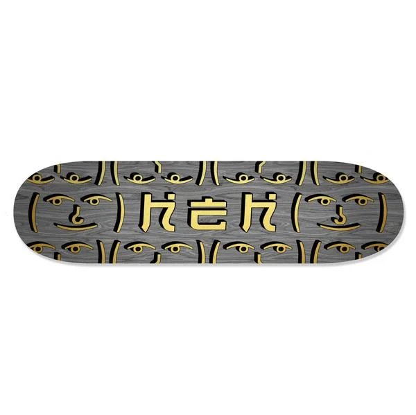 Custom Skateboard Deck with Long-Lasting Quality-HEH OG Gold Logo Grey Top / Bottom - Skateboard Deck