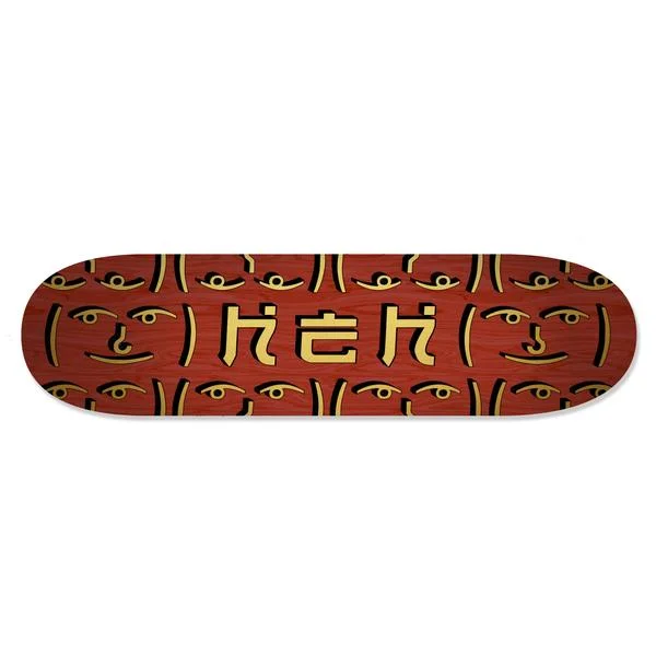 Custom Skateboard Deck for Fast-Riding Downhill Trails-HEH OG Gold Logo Red Top / Bottom - Skateboard Deck