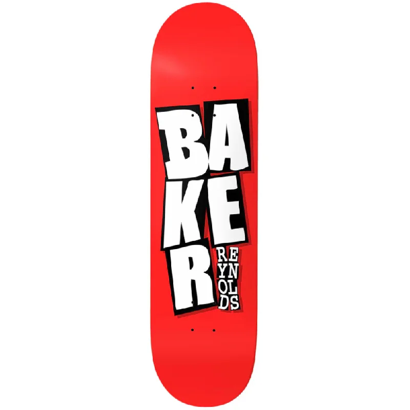 Custom Skateboard Deck for Flawless Rail Grinds-Baker AR Stacked Red B2 8.0 - Skateboard Deck