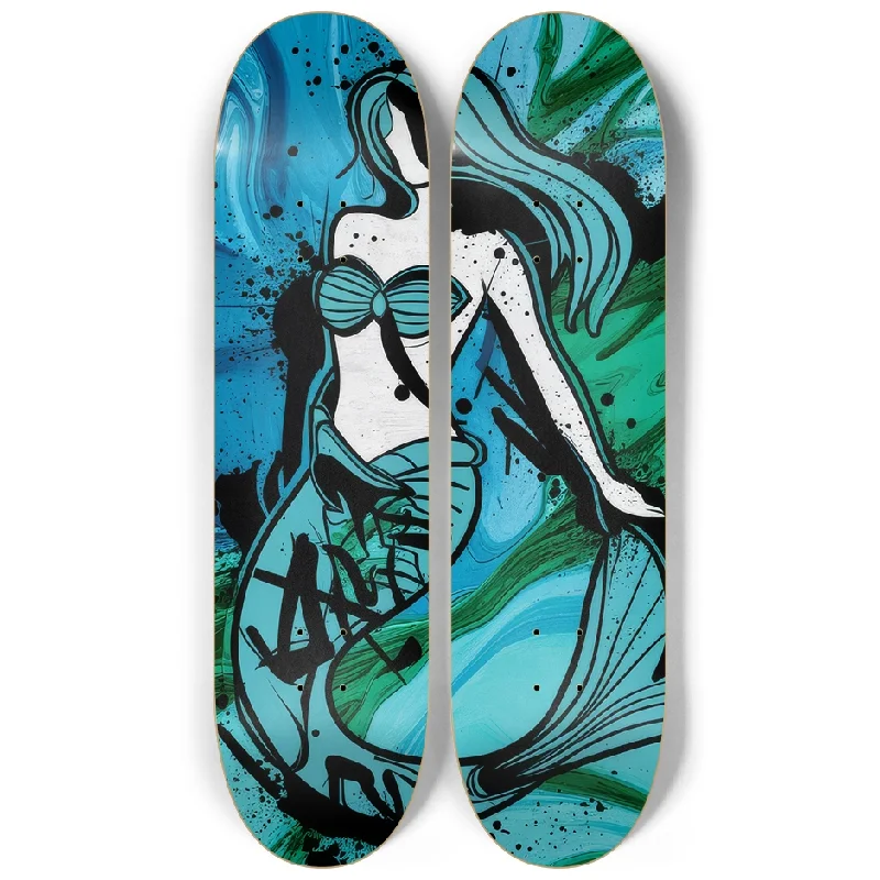 Custom Skateboard Deck with Highly Responsive Features-2 Skateboard Series Art - Mermaid Waves Skateboard