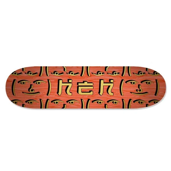 Custom Skateboard Deck with Wide Platform-HEH OG Gold Logo Orange Top / Bottom - Skateboard Deck