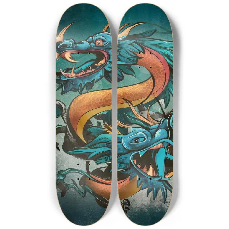 Custom Skateboard Deck for High-Pop and Flick Performance-2 Skateboard Series Art - Draconic Canvas