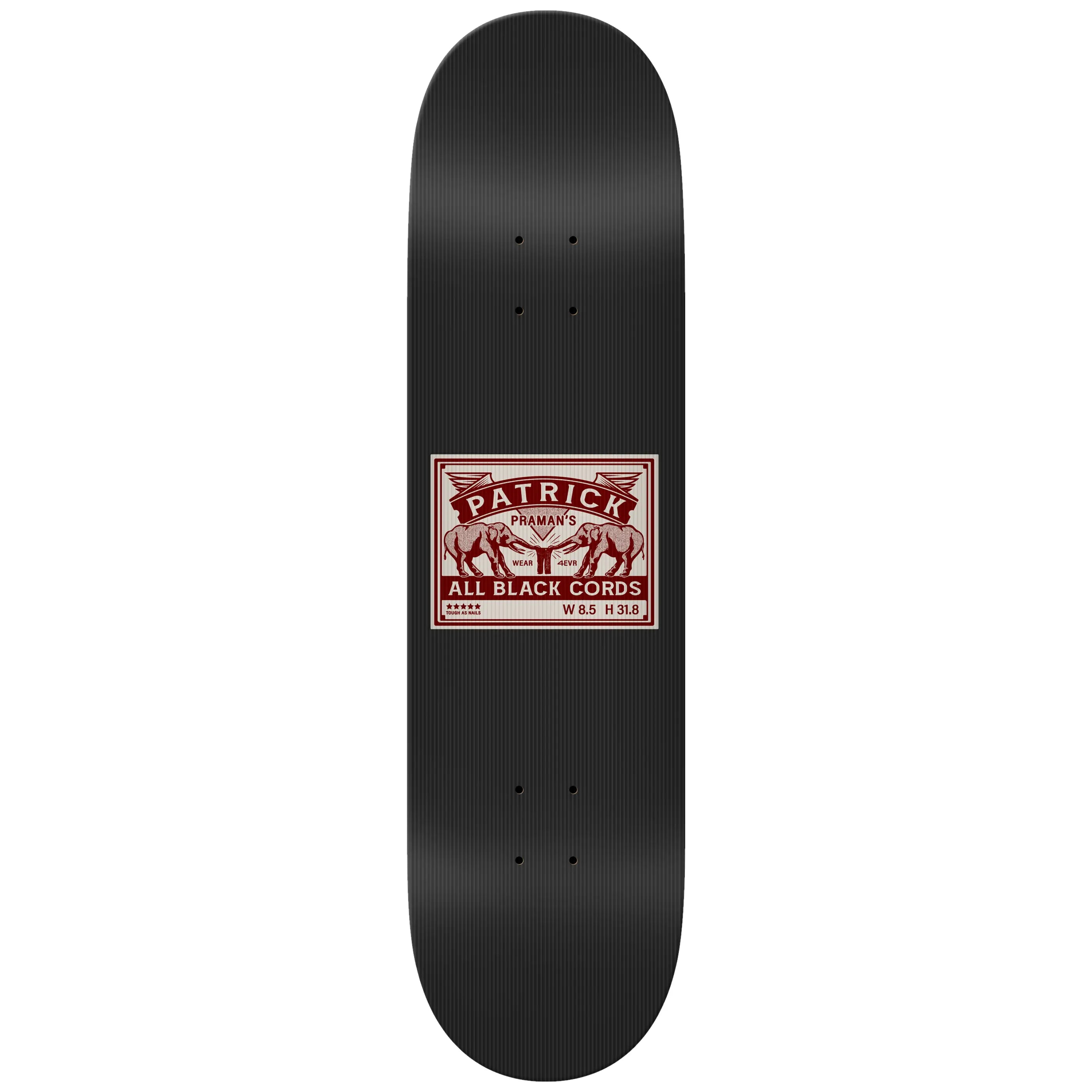 Custom Skateboard Deck with Customized Length for Comfort-Real Skateboards Praman Cords Deck 8.5