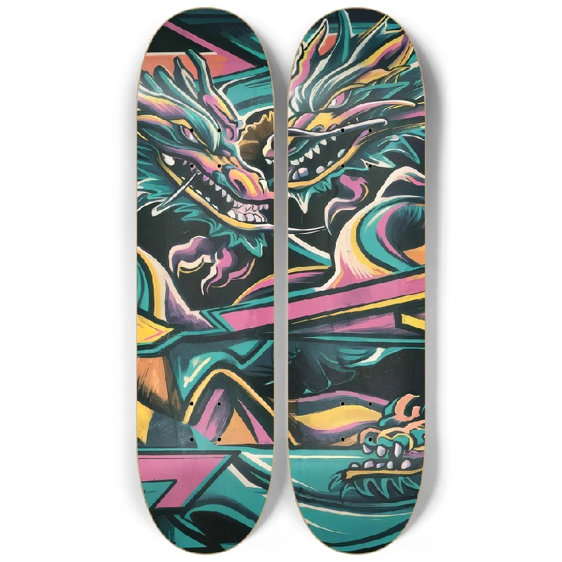 Custom Skateboard Deck for Aggressive Performance in All Conditions-2 Skateboard Series Art - Dragons Watch