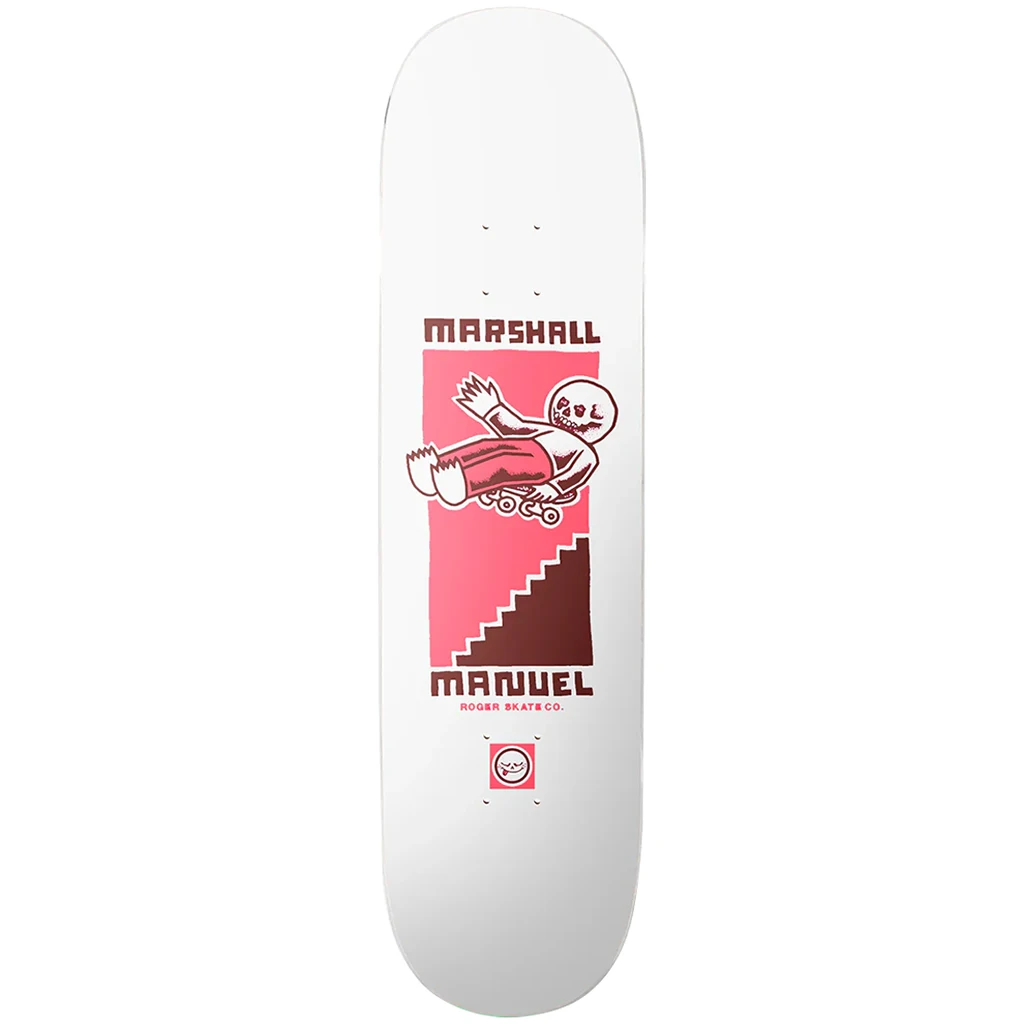 Custom Skateboard Deck with Optimal Width for Comfort-Roger Skate Co. Marshall Manuel Coffin Drop Deck 8.38