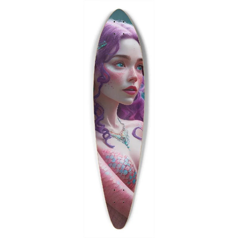 Custom Skateboard Deck with Premium Hardwood Construction-Mermaid Longing Longboard