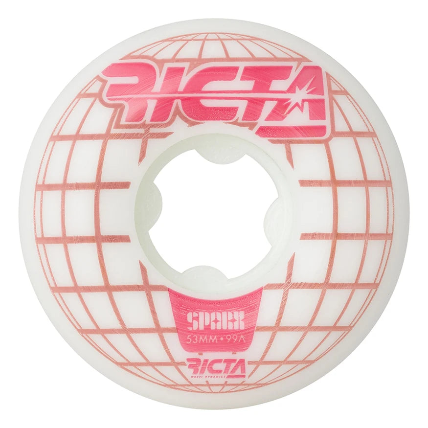 Custom Skateboard Wheels with High-Pop Features for Air Tricks-Ricta Mainframe Sparx White 99a Skateboard Wheels