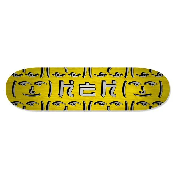 Custom Skateboard Deck with Strong Pop for Kickflips-HEH OG Silver Logo Yellow Top / Bottom - Skateboard Deck