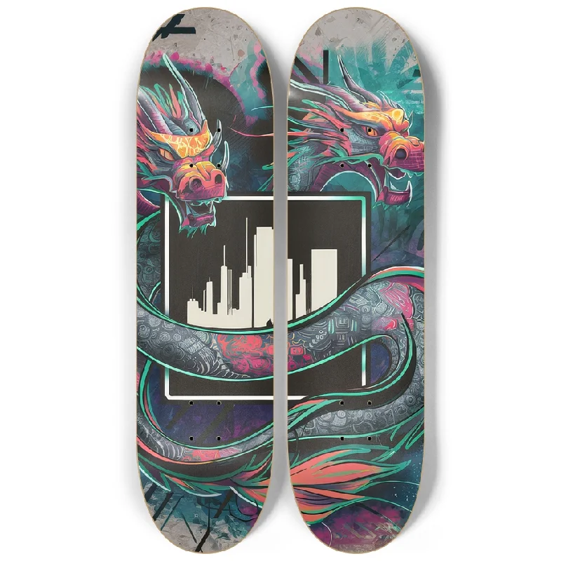 Custom Skateboard Deck with Ultra-Durable Wood Laminates-2 Skateboard Series Art - Dragon City