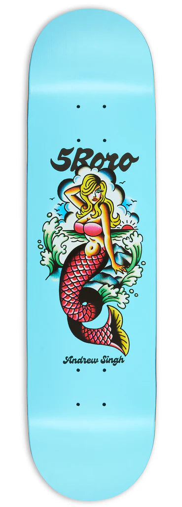 Custom Skateboard Deck with Premium Hardwood Construction-[5BORO NYC] 5B MERMAID PRO SERIES - Andrew Singh - 8.375” x 32”