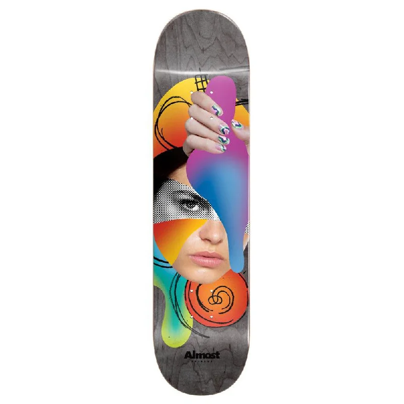 Custom Skateboard Deck with Tail and Nose Concave-Almost Gray Face Collage R7 8.5 - Skateboard Deck