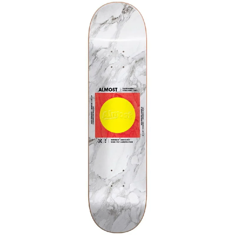 Custom Skateboard Deck with Wide Platform-Almost Minimalist R7 White Yellow 8.5 - Skateboard Deck