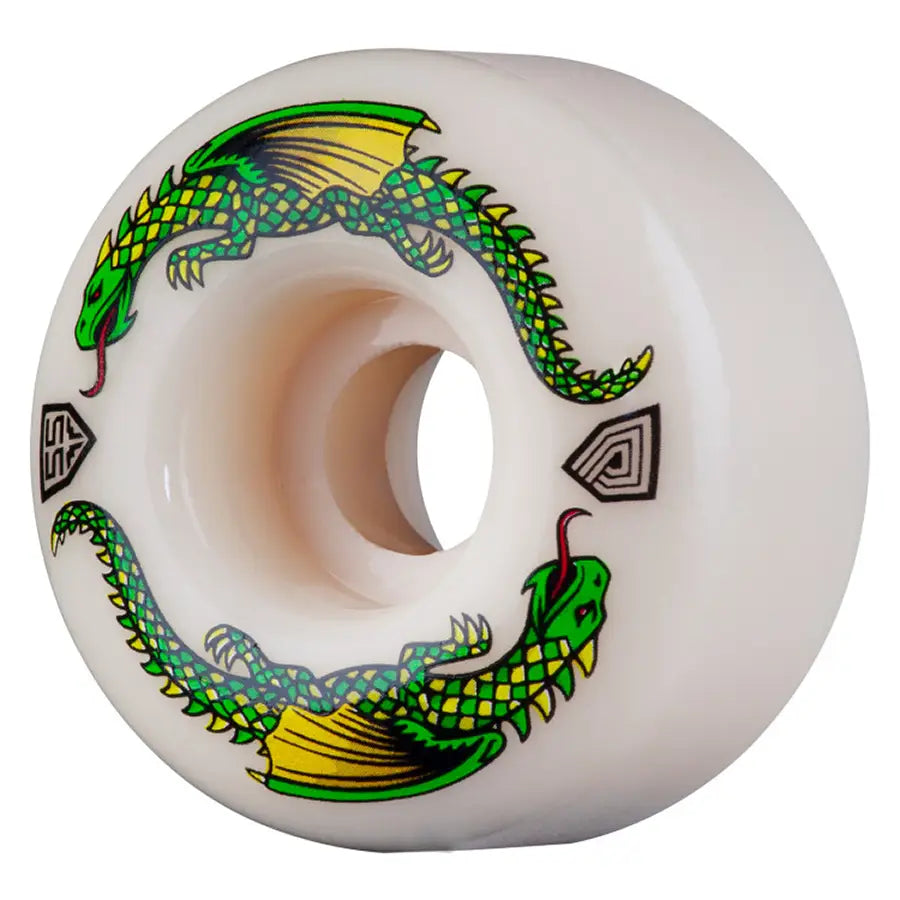 Custom Skateboard Wheels with High-Quality Material-Powell Peralta Dragon Formula 55mm x 35mm 93A Skateboard Wheels - White