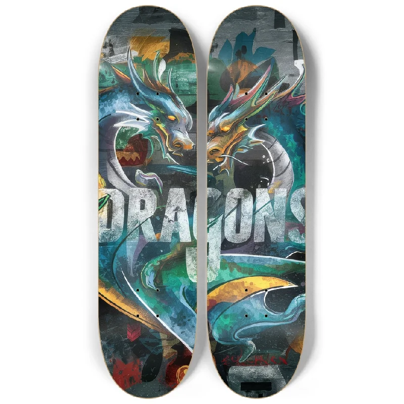 Custom Skateboard Deck with Perfect Edge for Smooth Ride-2 Skateboard Series Art - Dragons