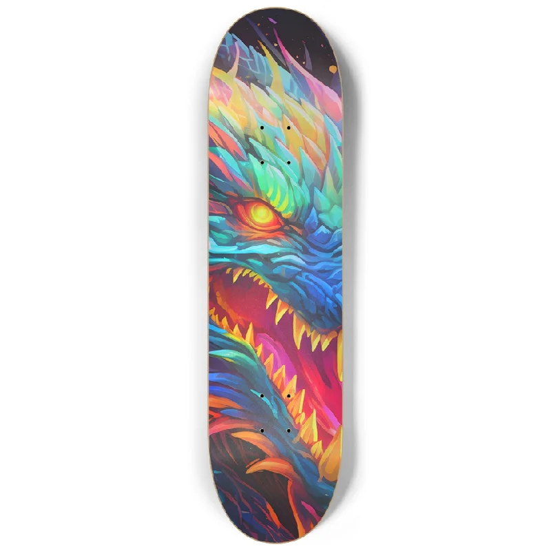 Custom Skateboard Deck for Customizable Flexibility-Custom Skateboard - Neon Fierce Dragon