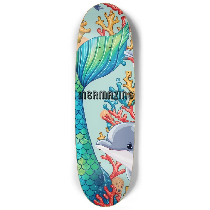 Custom Skateboard Deck for Increased Pop in Flip Tricks-Mermaid Dolphin Fun Skateboard