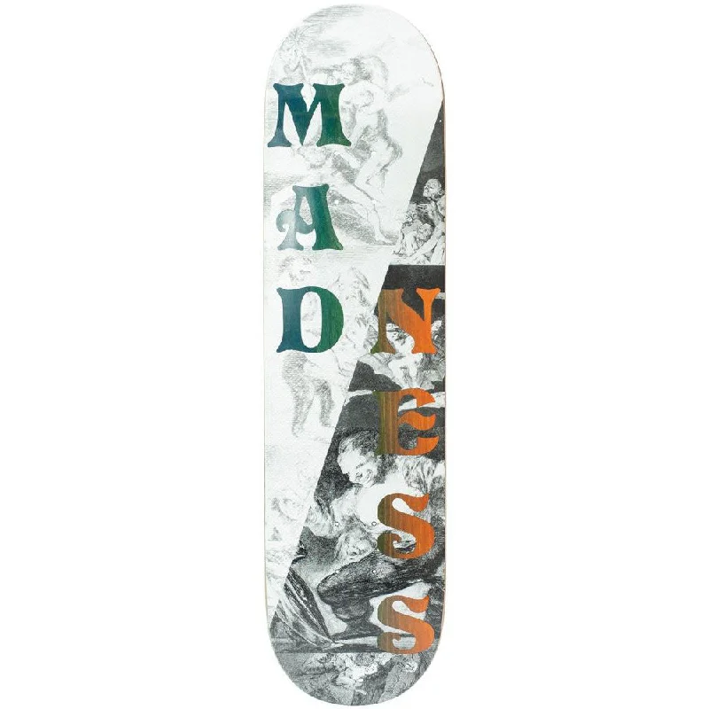 Custom Skateboard Deck with Durable Materials-Madness Split Overlap R7 Black White 8.0 - Skateboard Deck