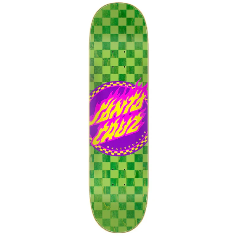 Custom Skateboard Deck for Skating on Rough Surfaces-Santa Cruz Birch Flame Dot Check 8.0 - Skateboard Deck