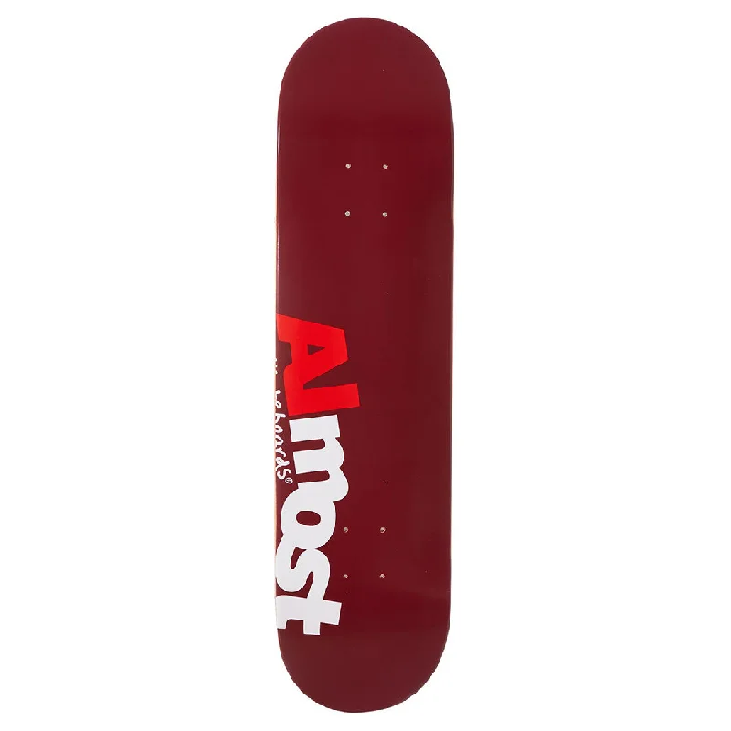 Custom Skateboard Deck with Extra Tail Flick for Performance-Almost Most HYB 8.0 Burgundy