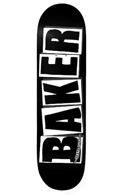 Custom Skateboard Deck with Stronger Wood Construction-BAKER - Brand Logo Black/White - 8.25