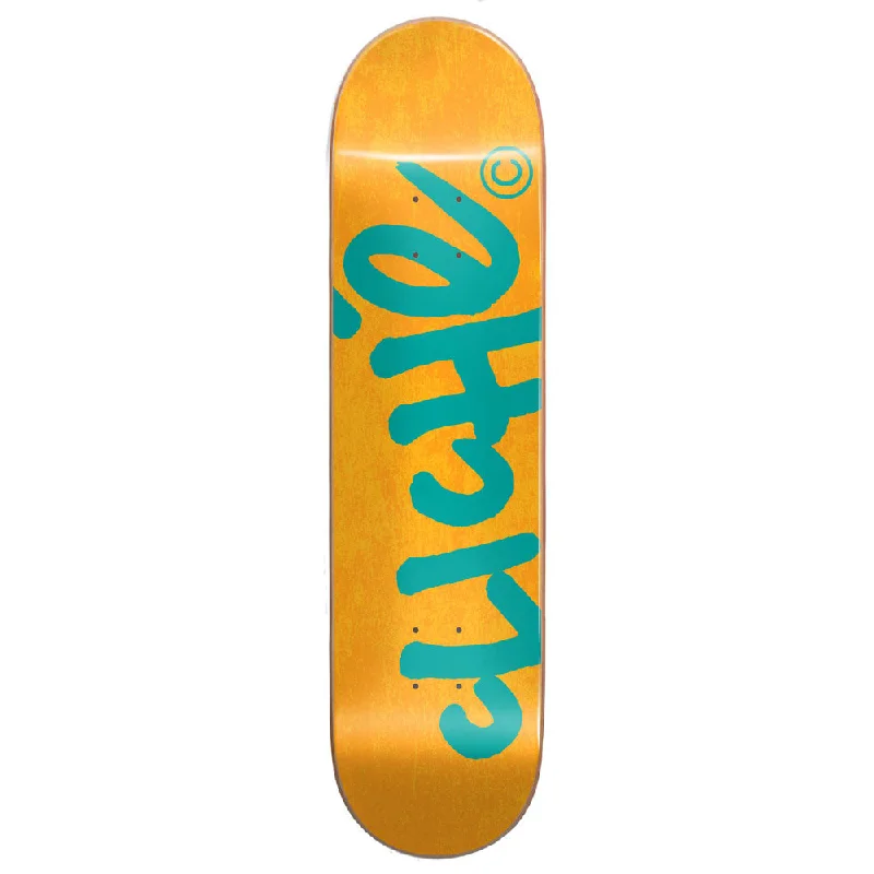 Custom Skateboard Deck with Firm Grip for Hard Landings-Cliche Handwritten 8.0 Orange/Teal