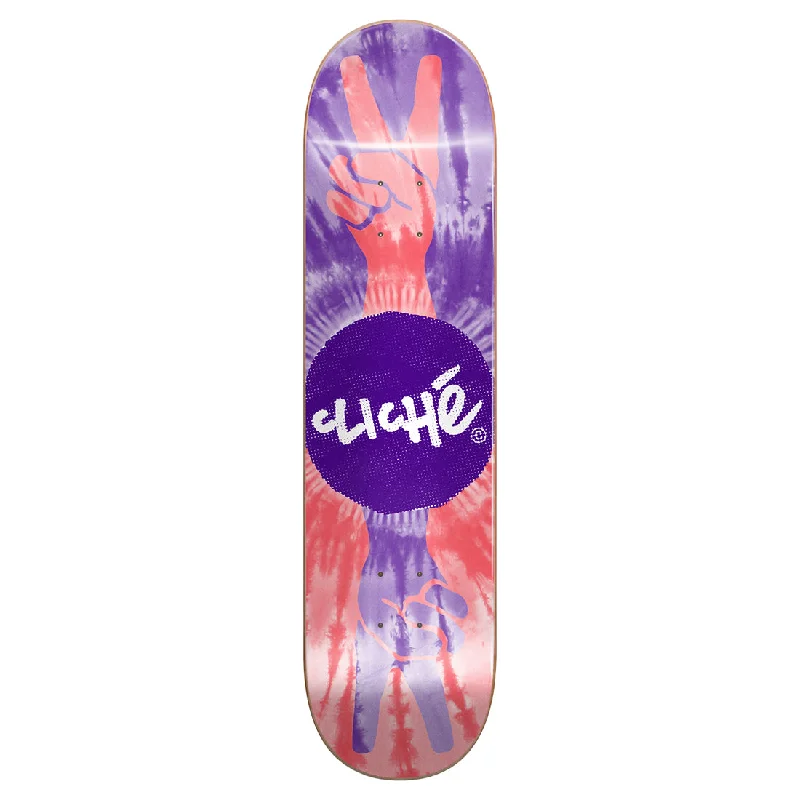 Custom Skateboard Deck for Increased Pop in Flip Tricks-Cliche Peace 8.0 Purple/Red