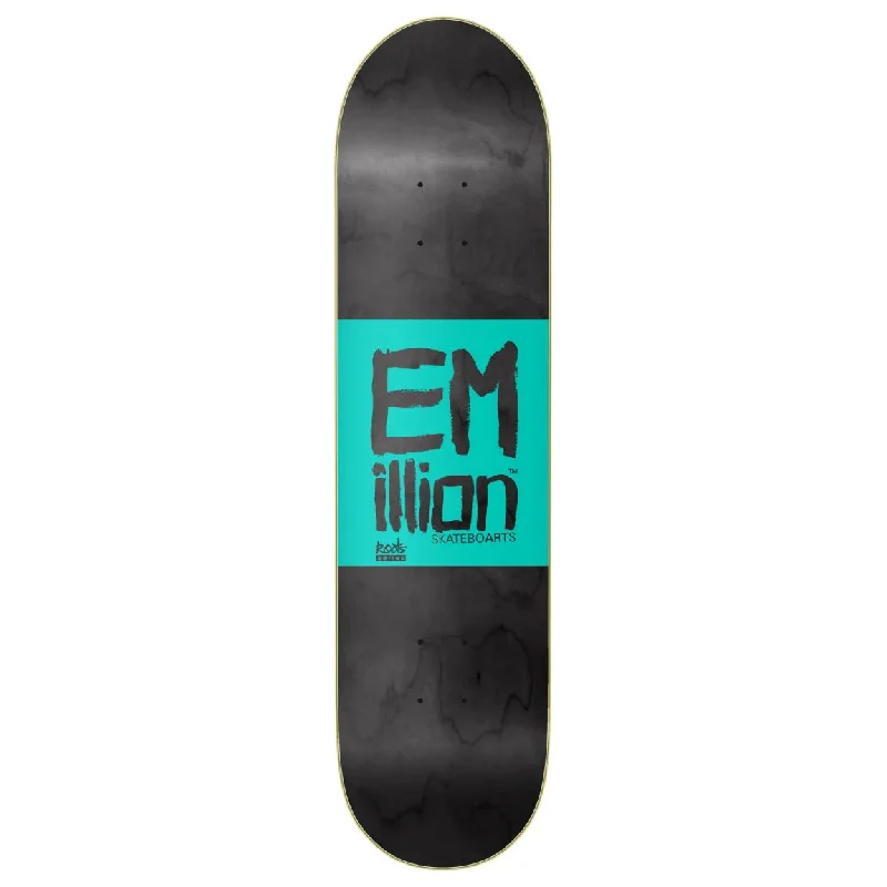 Custom Skateboard Deck for Downhill Racing-Emillion Roots Series 8.0 Deck Black-Turquoise