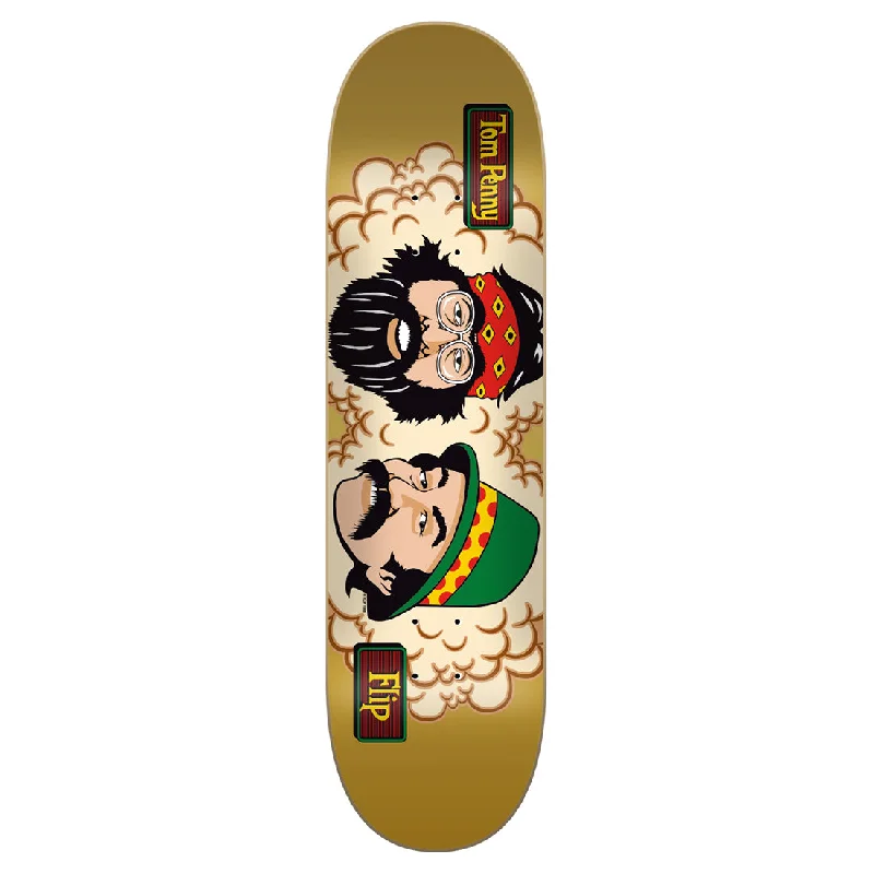 Custom Skateboard Deck for Fast-Riding Downhill Trails-Flip Toms Friends Cheech and Chong Gold 8.0