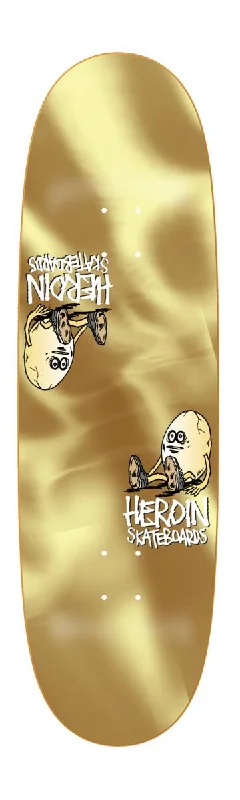 Custom Skateboard Deck with Enhanced Tail for Better Flicks-HEROIN - Symmetrical Egg Gold - 9.25