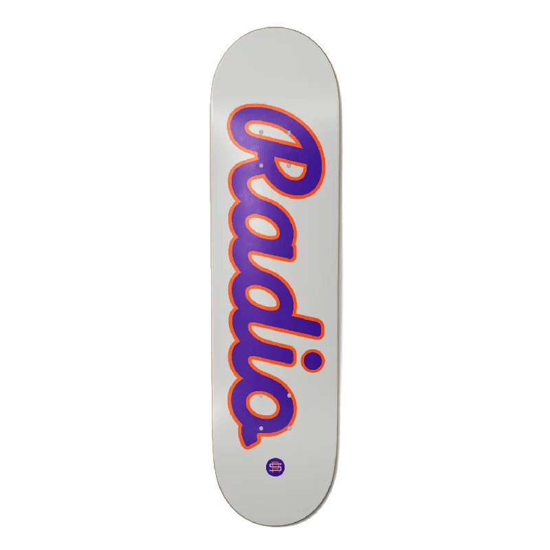 Custom Skateboard Deck with Ergonomic Design for Comfort-Radio League Logo Grey/Purple 8.375