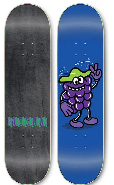 Custom Skateboard Deck for Park Riders Seeking High Flex-STRANGELOVE - Goofy Grape Flocked Blue Velvet - 8.375