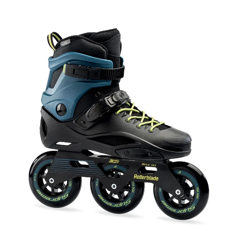 Custom Skates with Cool Graphic Prints-Rollerblade RB 110 3WD Black/Blue 2021 -  RB110 BKBL Skates - Super Sale