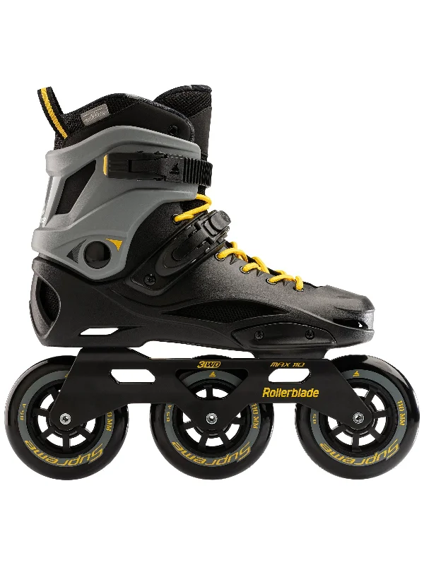 Custom Skates for Precision Movement-Rollerblade RB 110 Unisex Urban Inline Skates 2022 Black/Grey - RB110 BKYW - Super Sale